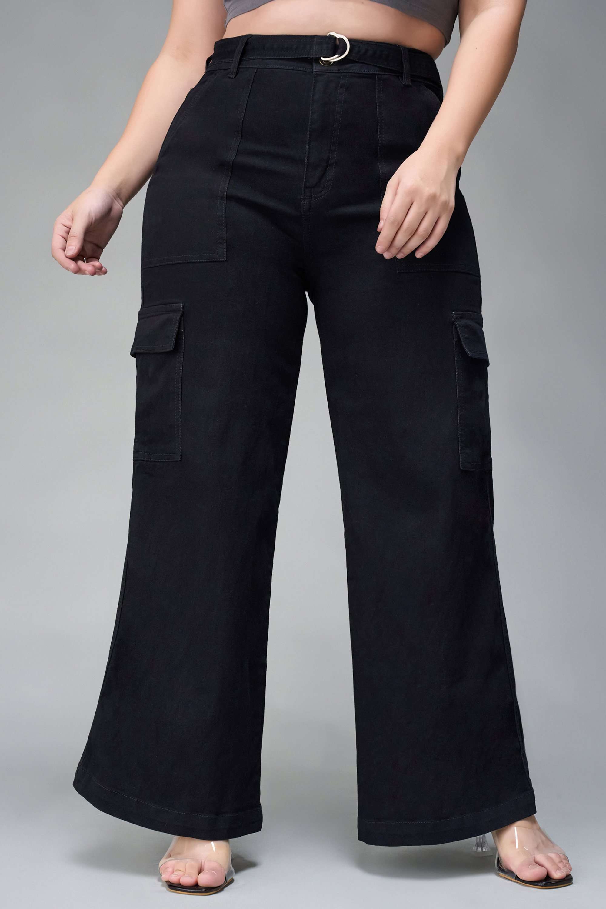 miss chase High Rise Heavy Wash Denim Wide Leg Fit Women Jeans-picture-32