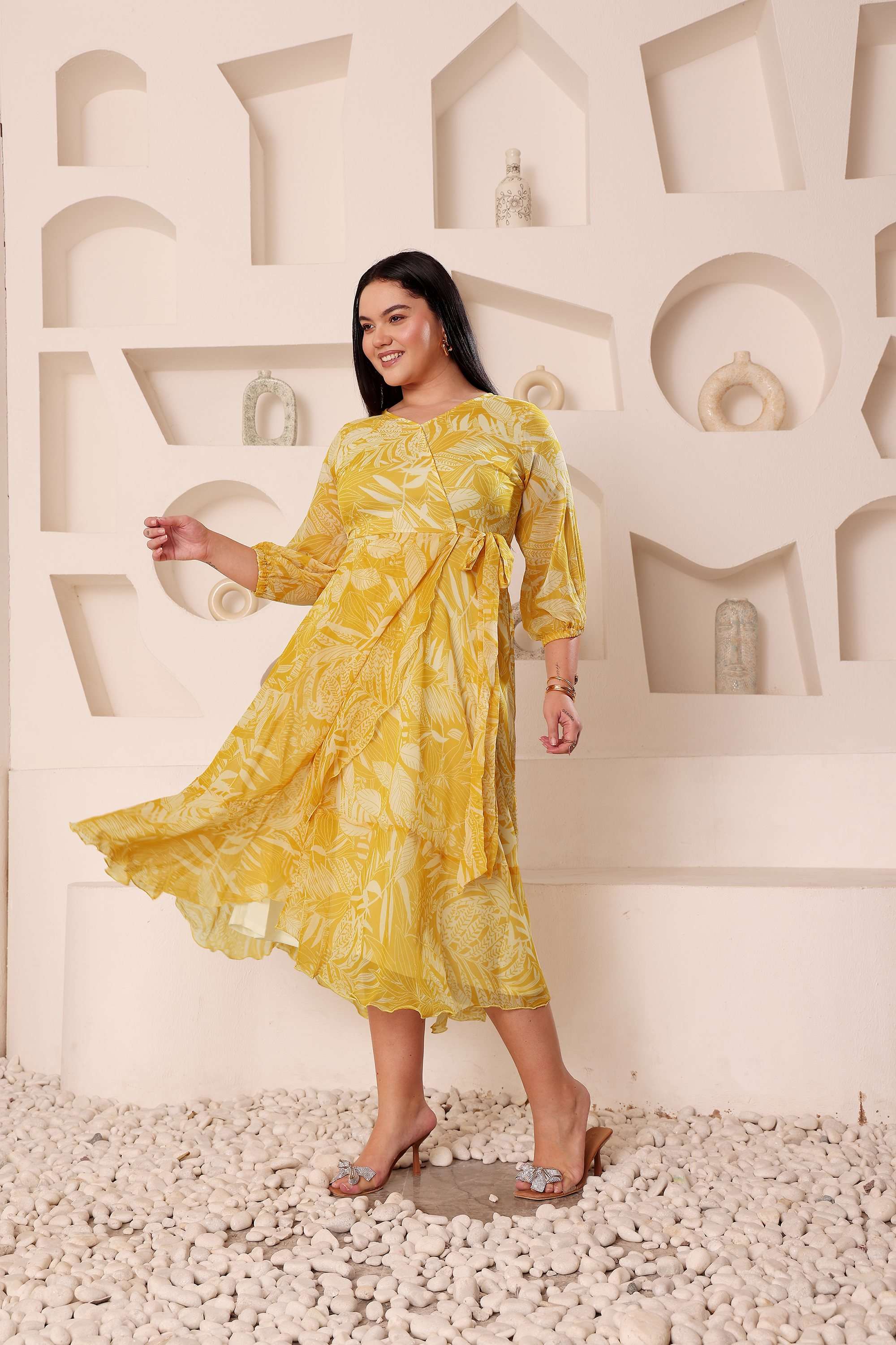 miss chase Floral V-Neck Chiffon Women Dress-picture-14