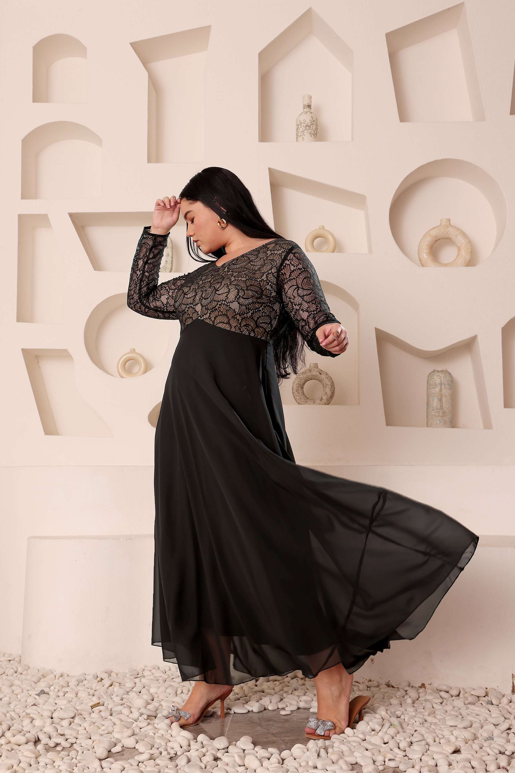 miss chase Embellished V-Neck Georgette Women Dress-picture-23