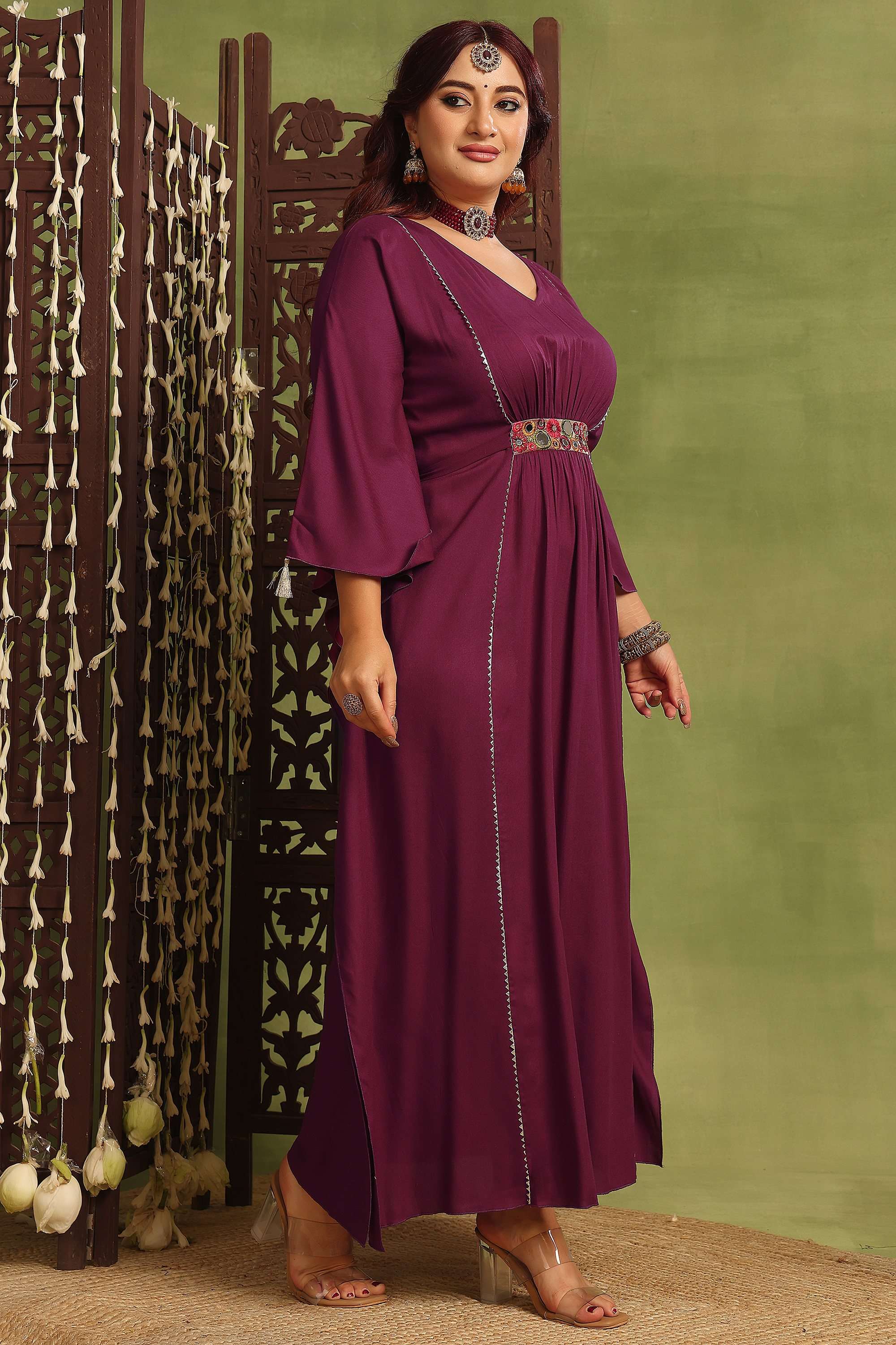 chinese dress ladies Buy Miss Chase Women's Dark Pink V-Neck Three-Quarter Sleeve Self-Designed  Wrap Maxi Georgette Dress (MCAW22D06-53-23-02, Dark Pink, XS) at Amazon.in