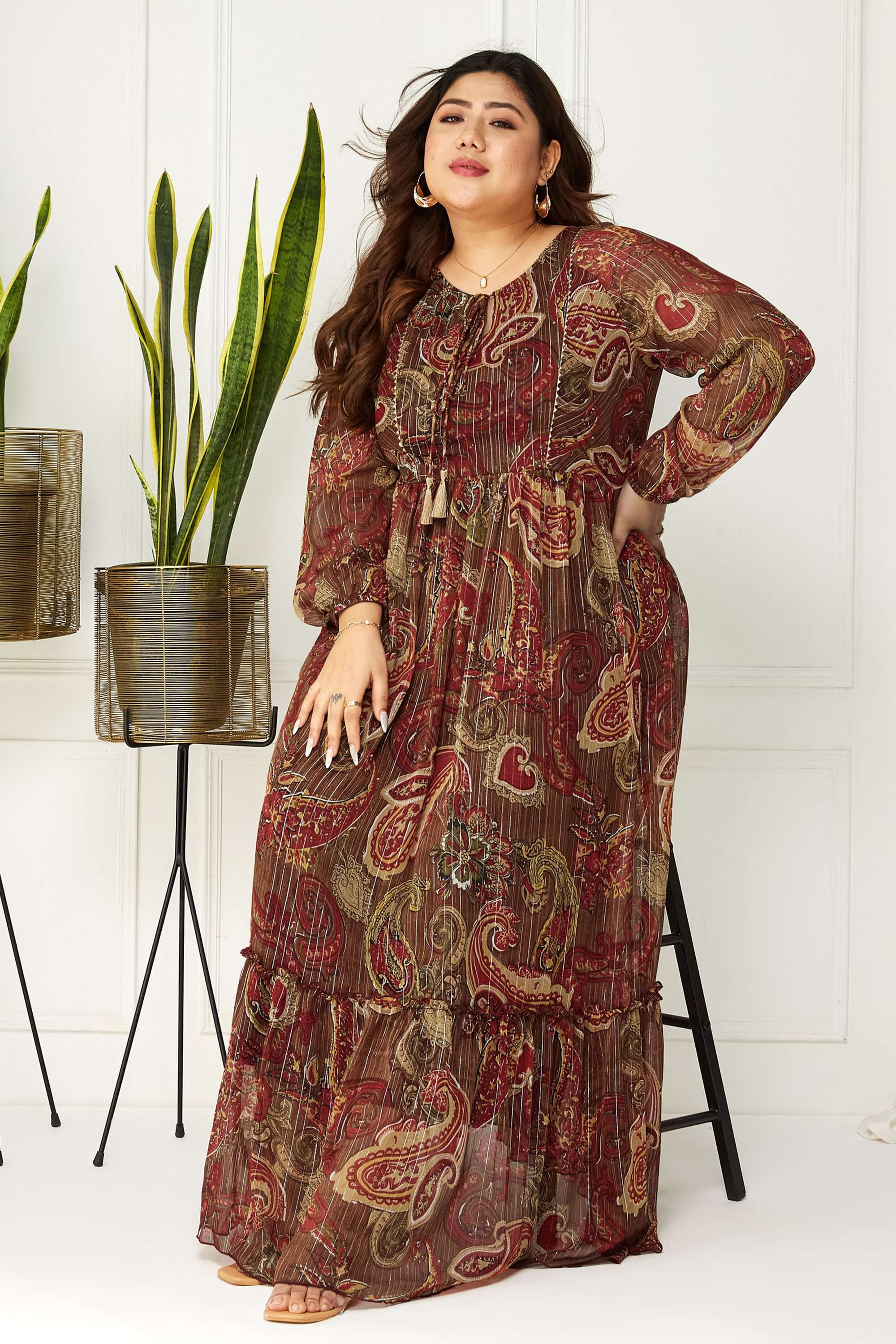 miss chase Printed V-Neck Polyester Women Dress-picture-36