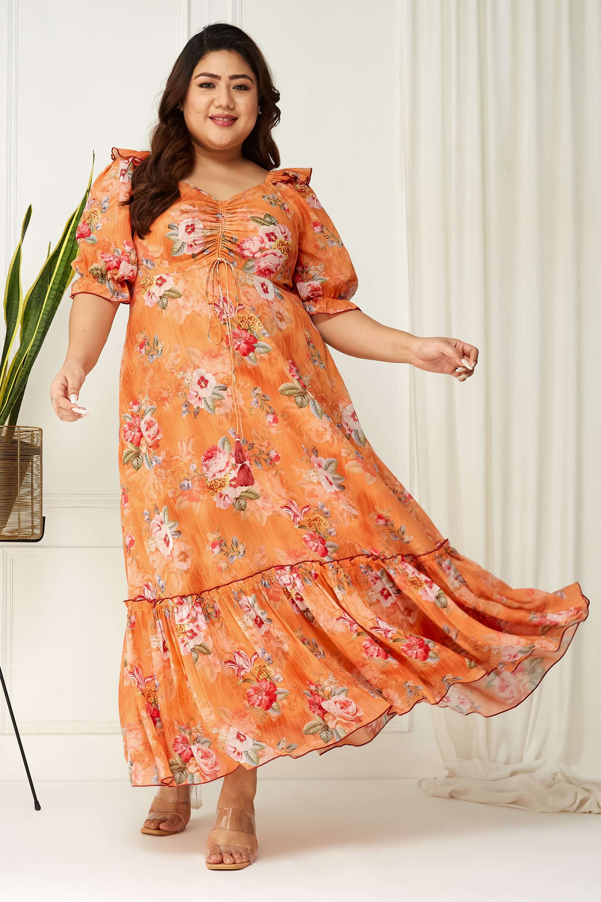 miss chase Floral V-Neck Georgette Women Dress-picture-20