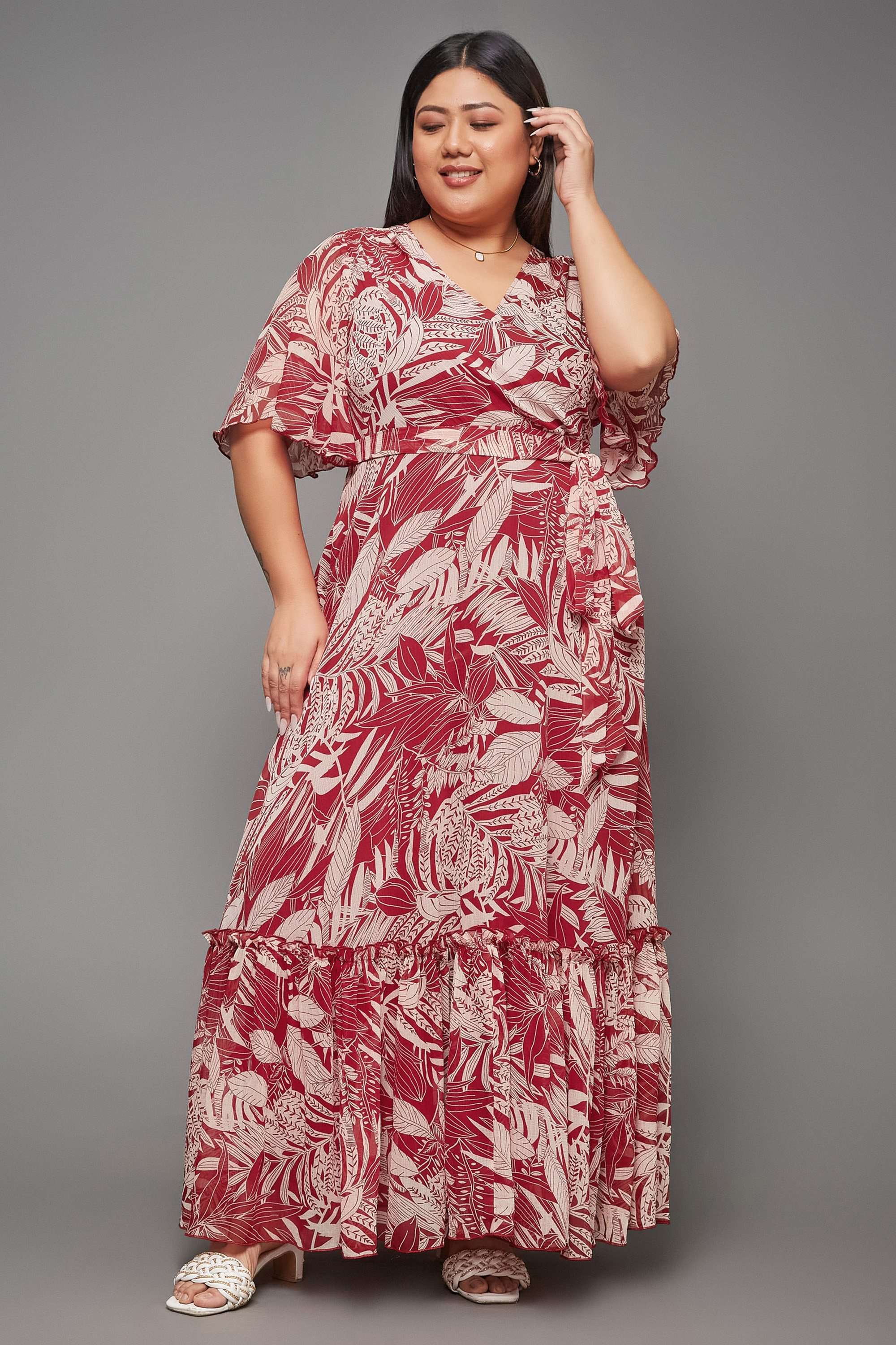 miss chase Floral V-Neck Chiffon Women Dress-picture-20