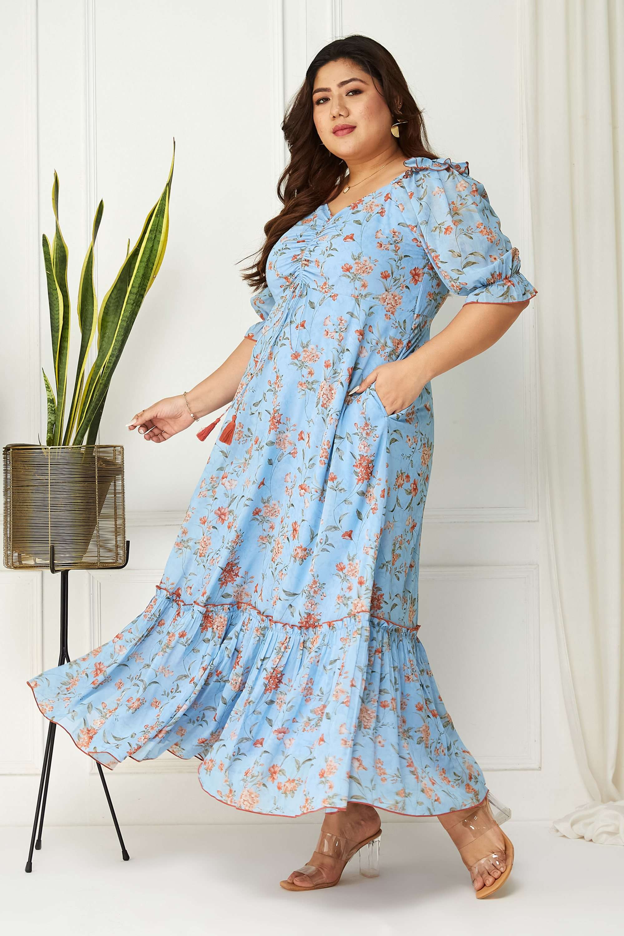 miss chase Floral V-Neck Georgette Women Dress-picture-34