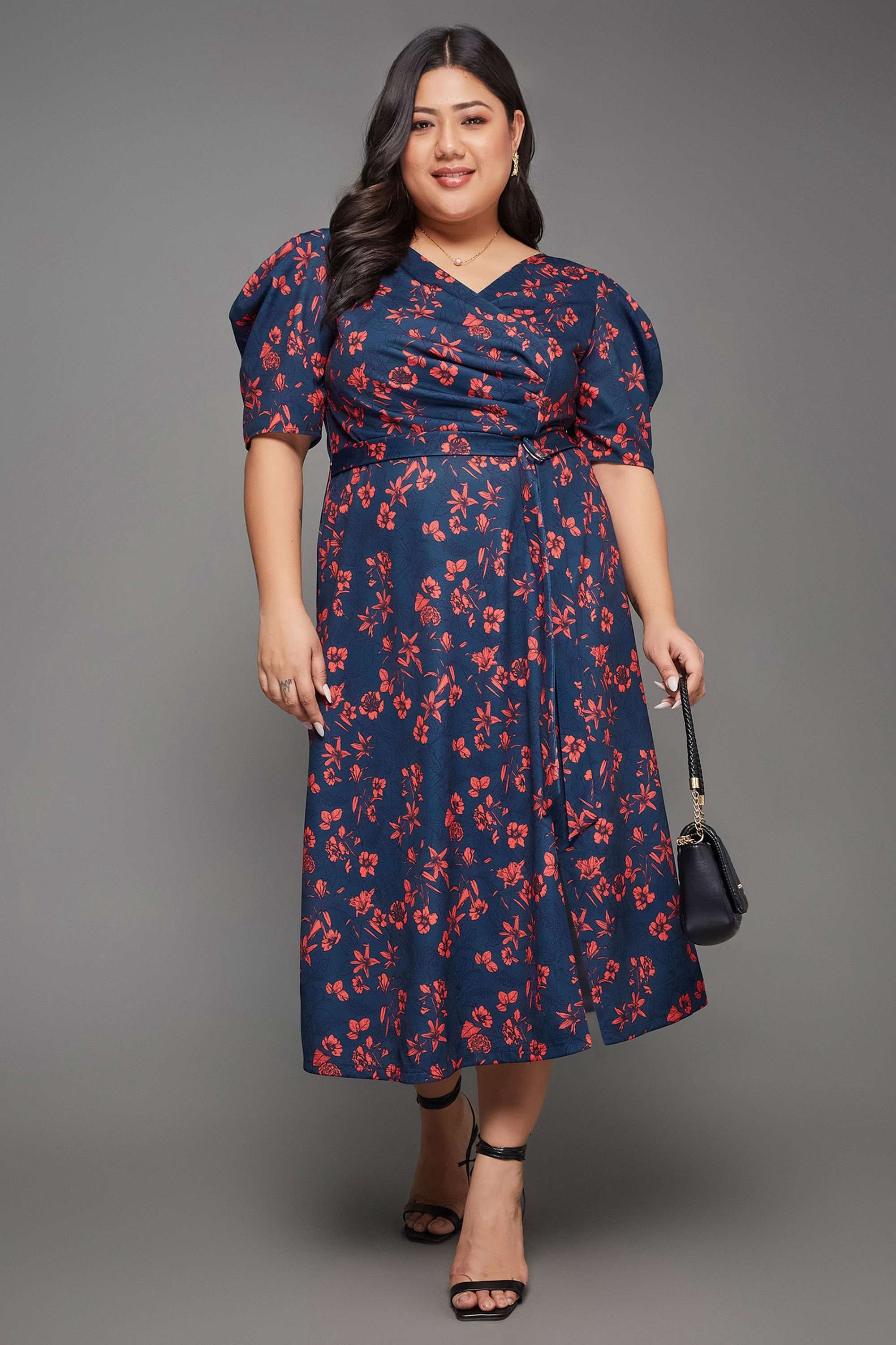 miss chase Floral V-Neck Polyester Women Dress-picture-30