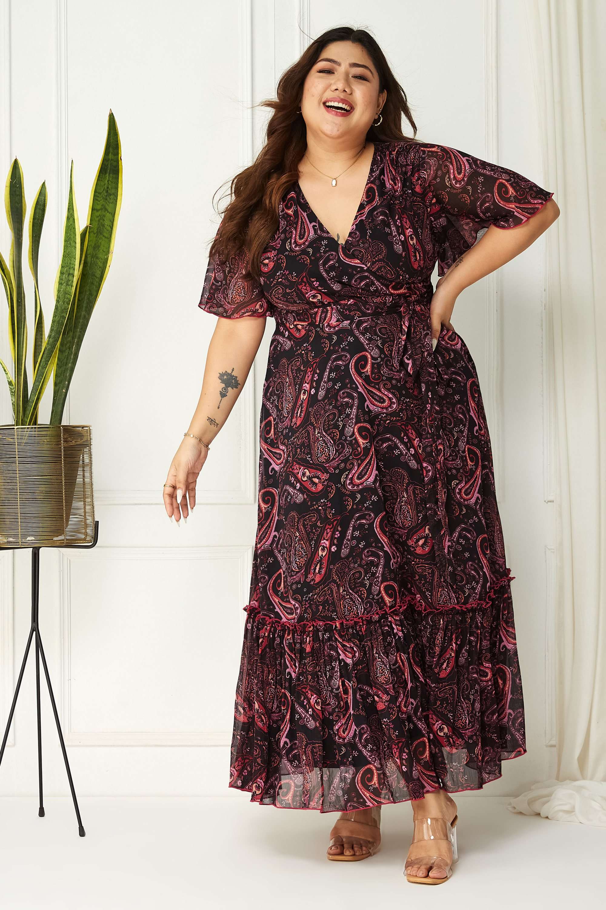 miss chase Printed V-Neck Chiffon Women Dress-picture-18