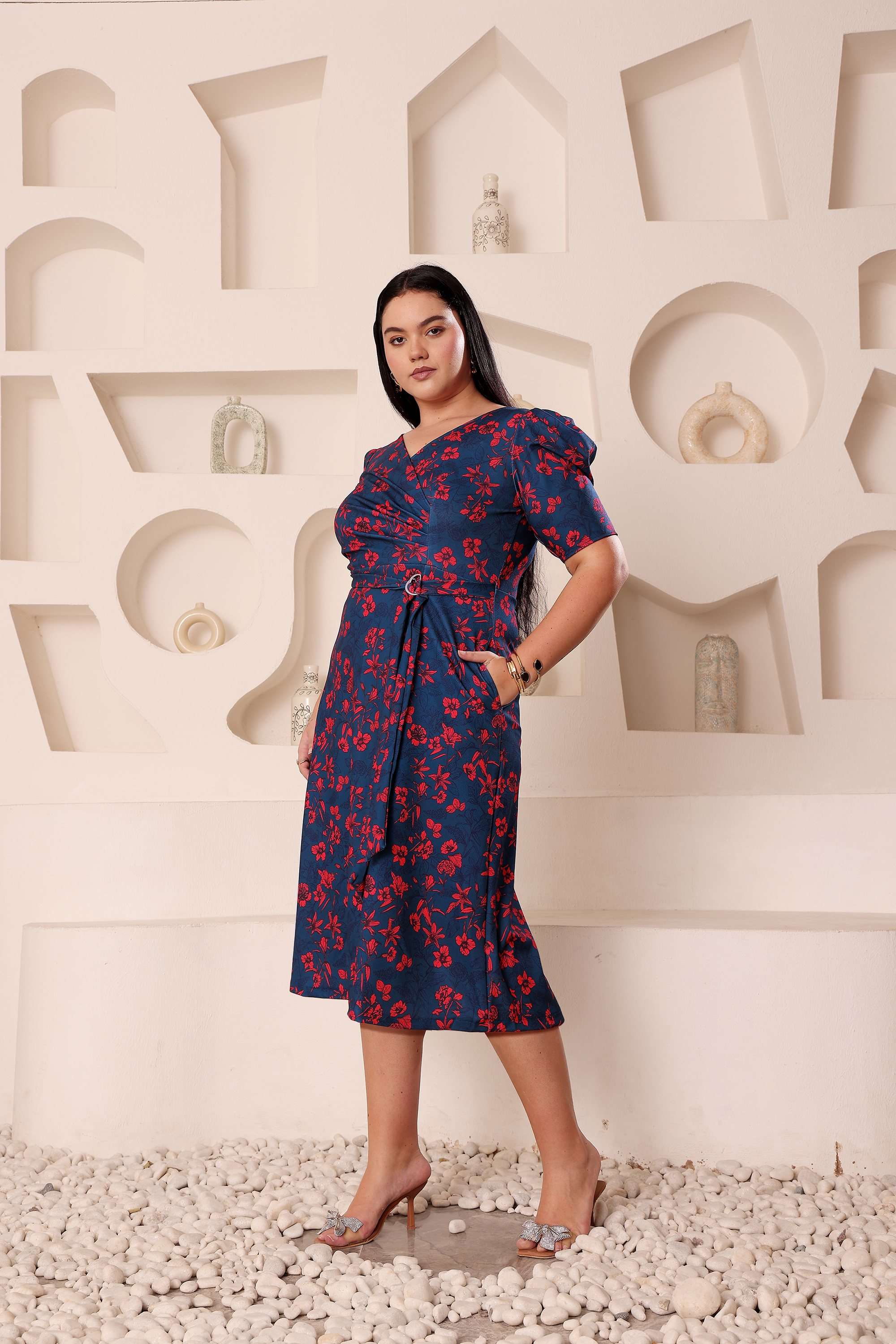 miss chase Floral V-Neck Polyester Women Dress-picture-20