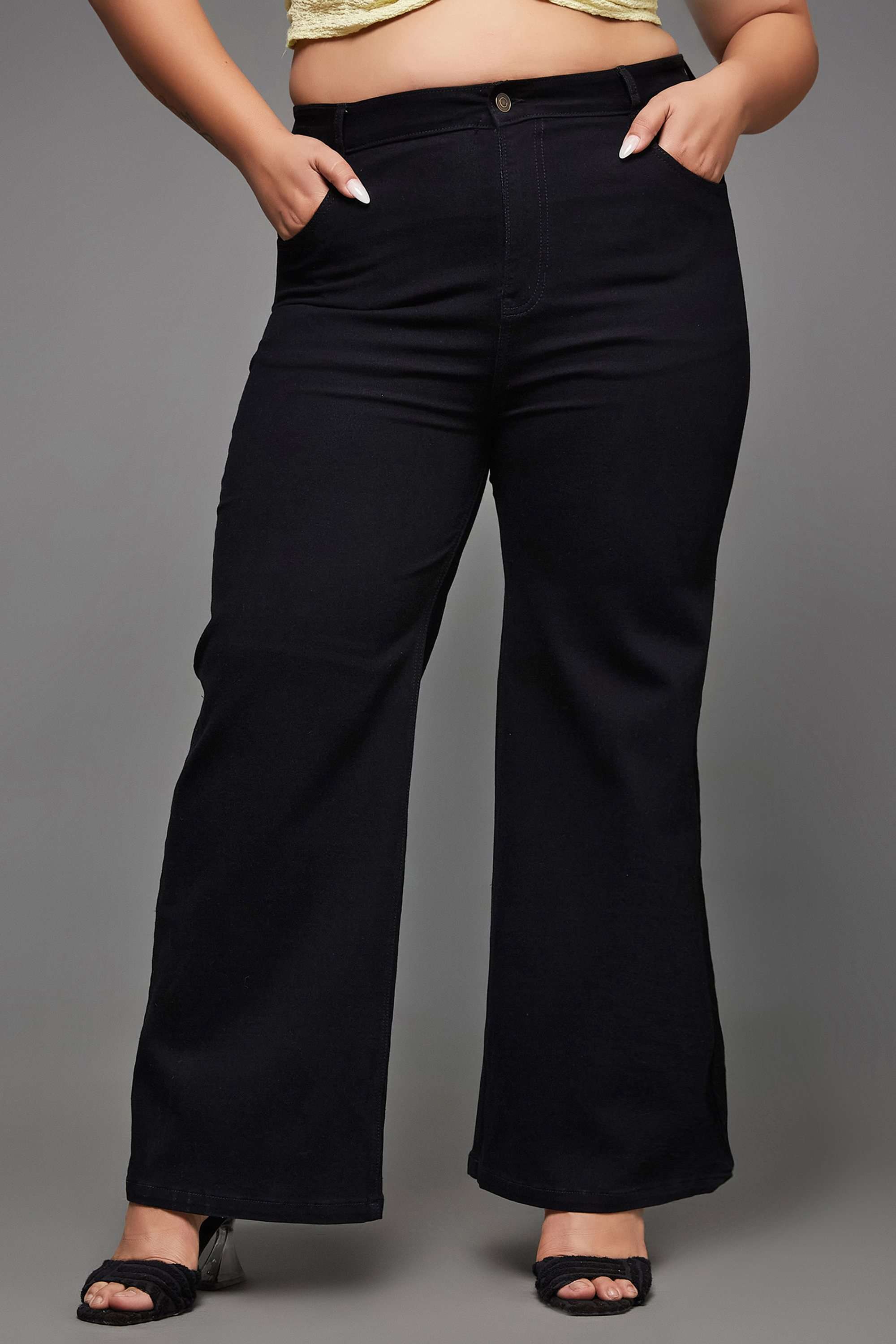 miss chase High Rise Heavy Wash Denim Wide Leg Fit Women Jeans-picture-38