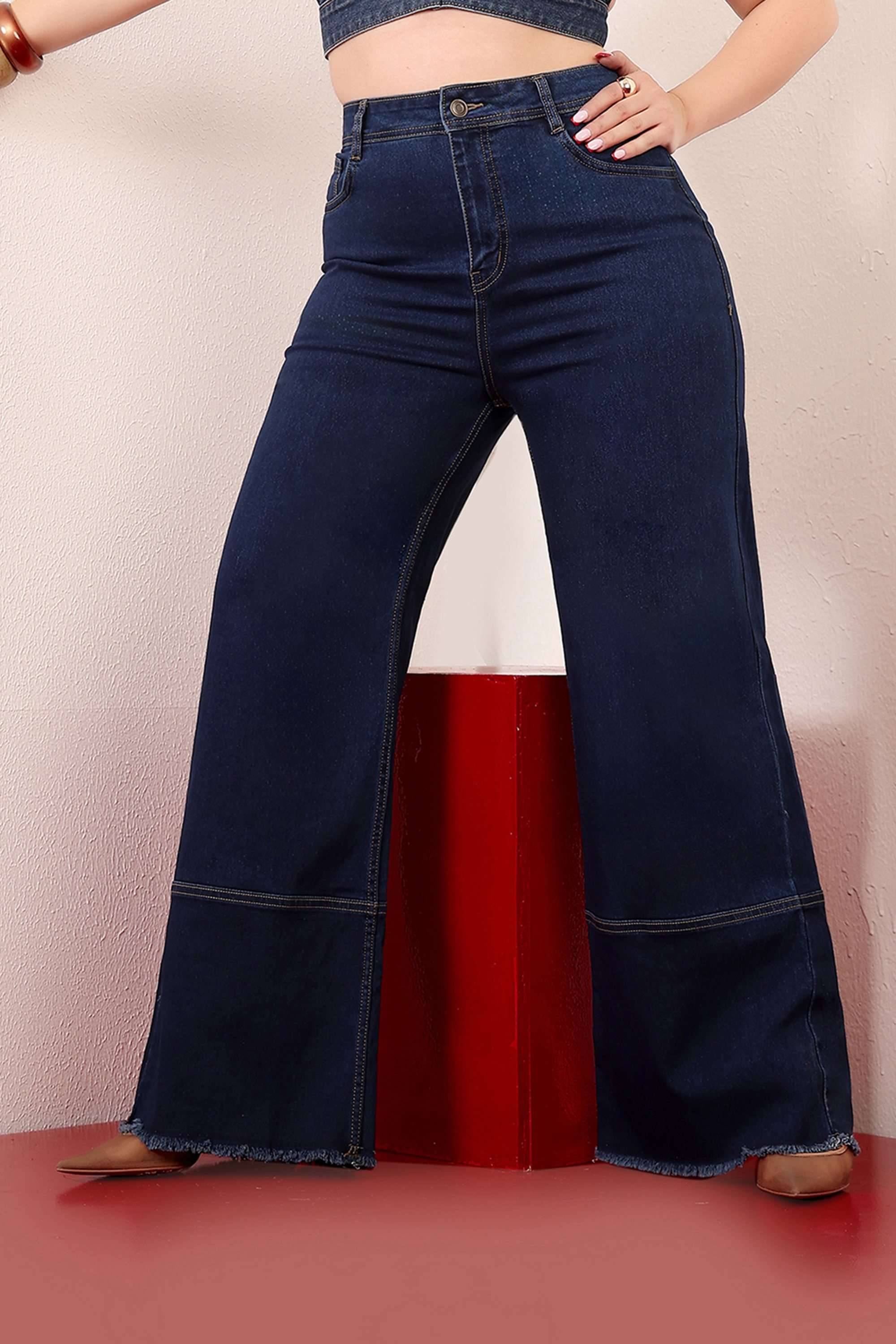 miss chase High Rise Light Wash Denim Wide Leg Fit Women Jeans-picture-29