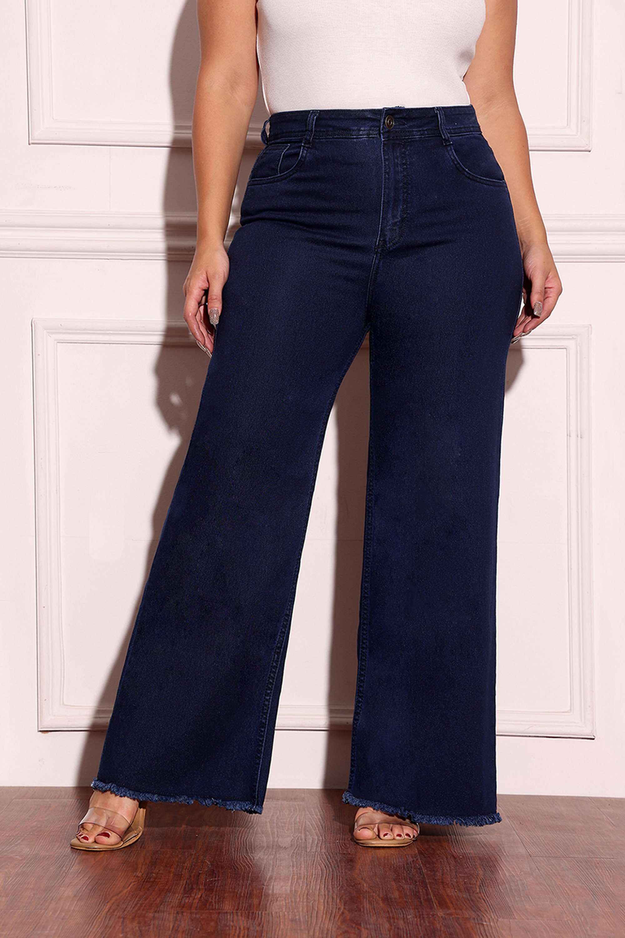 miss chase High Rise Light Wash Denim Wide Leg Fit Women Jeans-picture-38