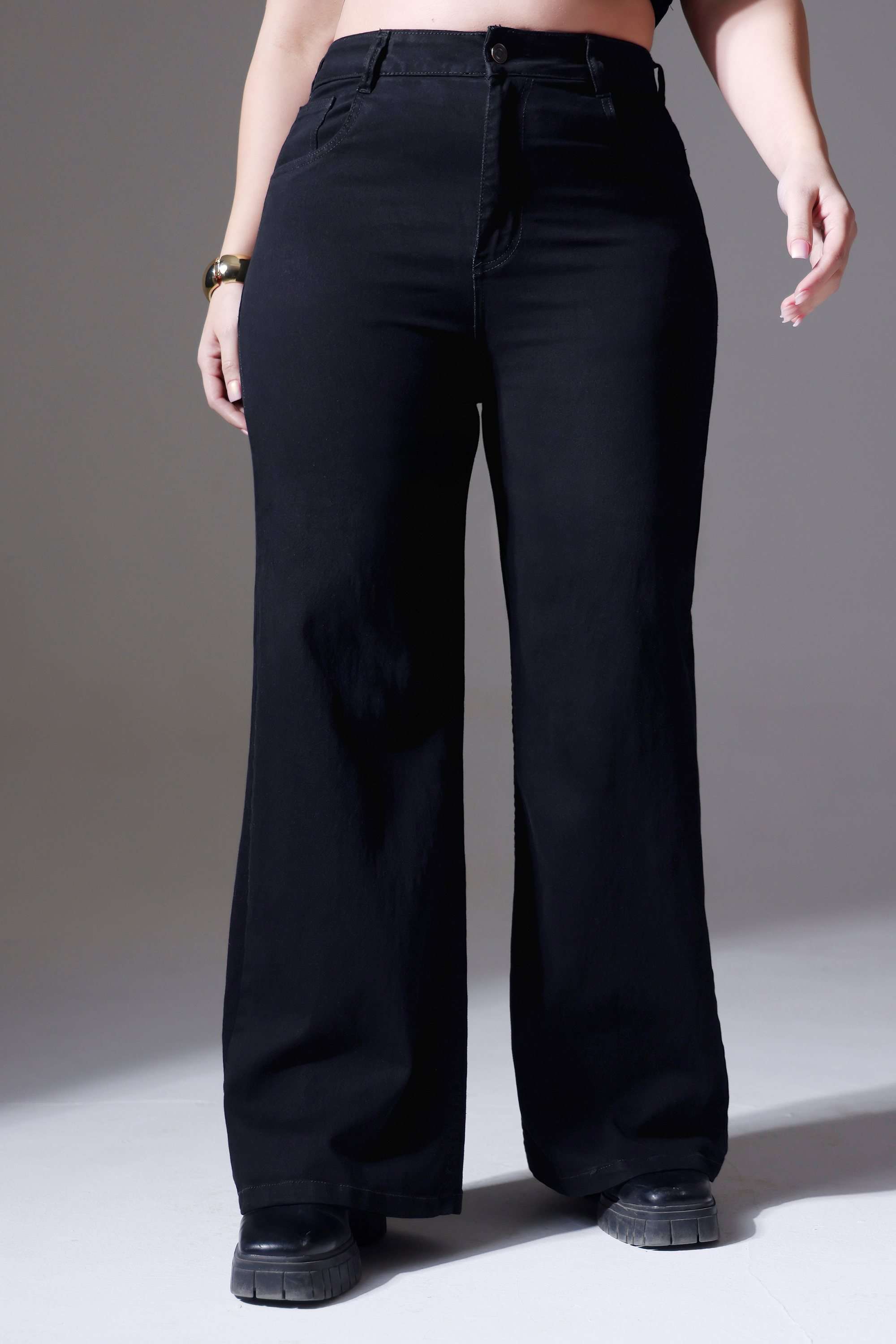 miss chase High Rise Heavy Wash Denim Wide Leg Fit Women Jeans-picture-18