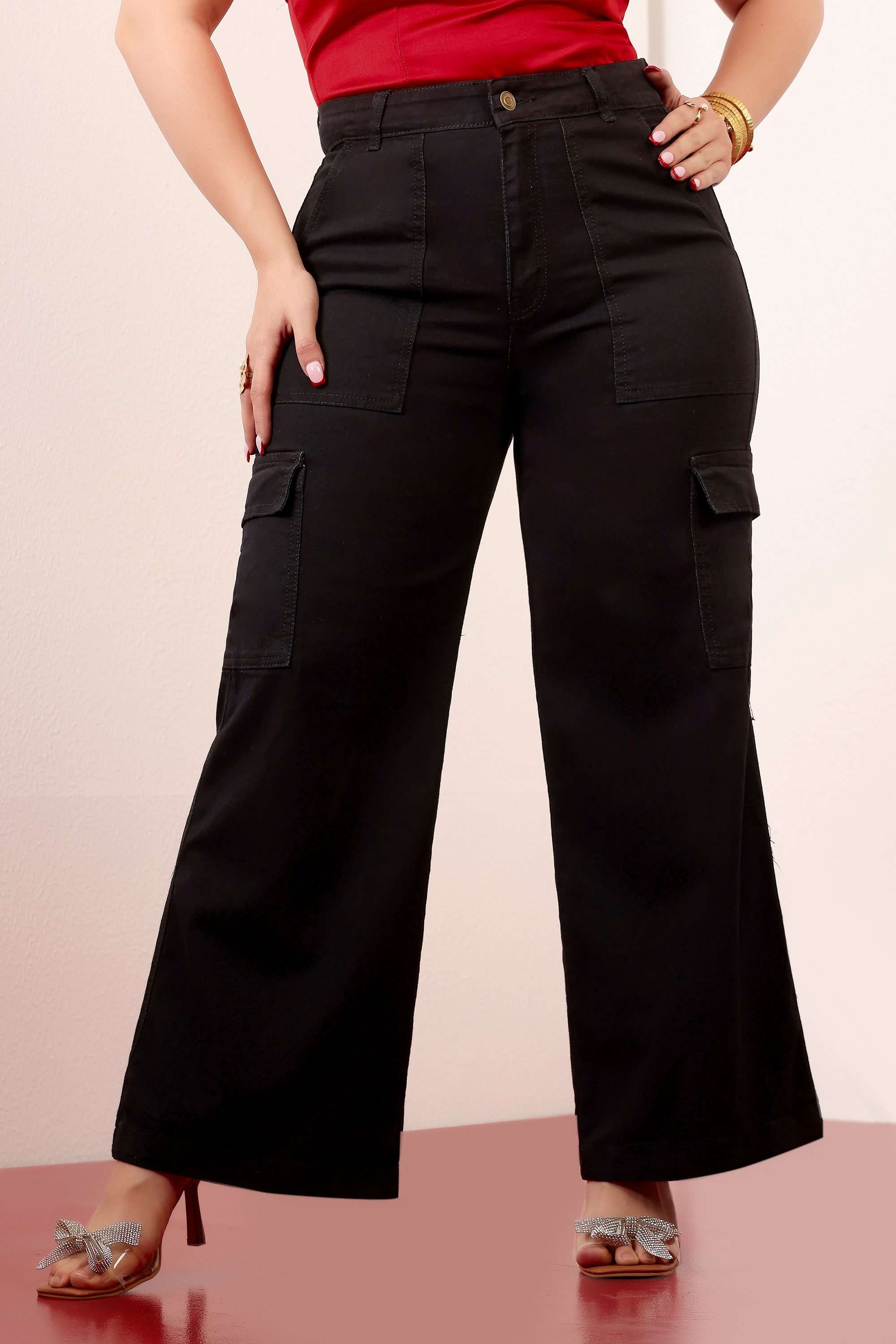 miss chase High Rise Heavy Wash Denim Wide Leg Fit Women Jeans-picture-30