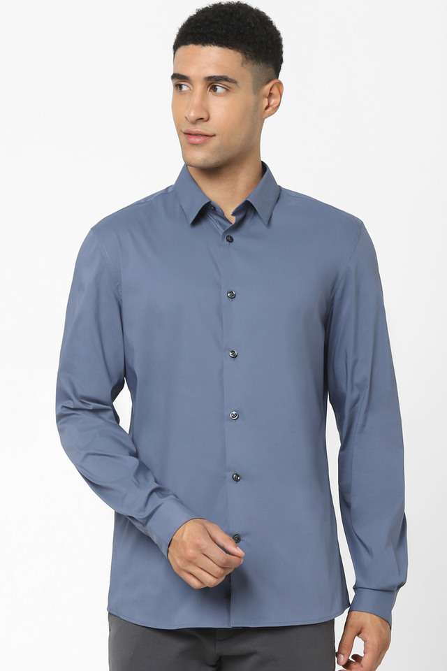 Solid-Cotton-Blend-Slim-Fit-Men-s-Casual-Shirt
