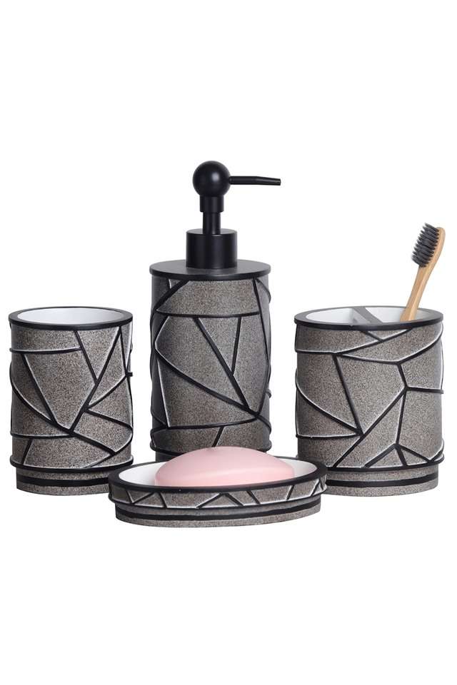 Polyresin-4Pc-Bathset-Silver