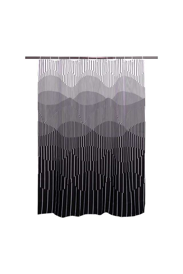 Polyester-Water-Repellent-Shower-Curtain-with-12-Hooks-(L)200-x-(W)180-cm-Black