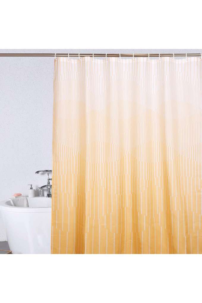 Polyester-Water-Repellent-Shower-Curtain-with-12-Hooks-(L)200-x-(W)180-cm-Yellow