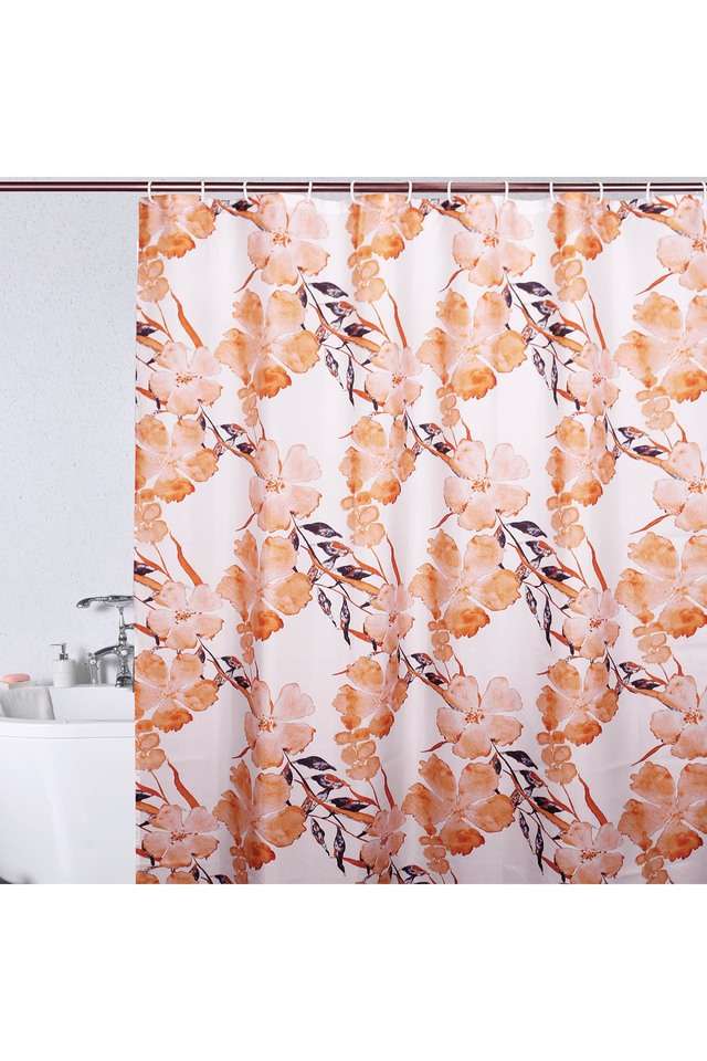 Polyester-Water-Repellent-Shower-Curtain-with-12-Hooks-(L)200-x-(W)180cm-Yellow