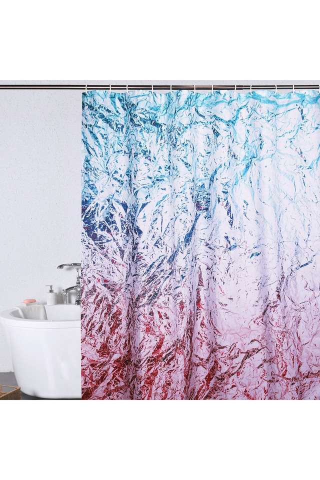 Polyester-Water-Repellent-Shower-Curtain-with-12-Hooks-(L)200-x-(W)180cm-Multi