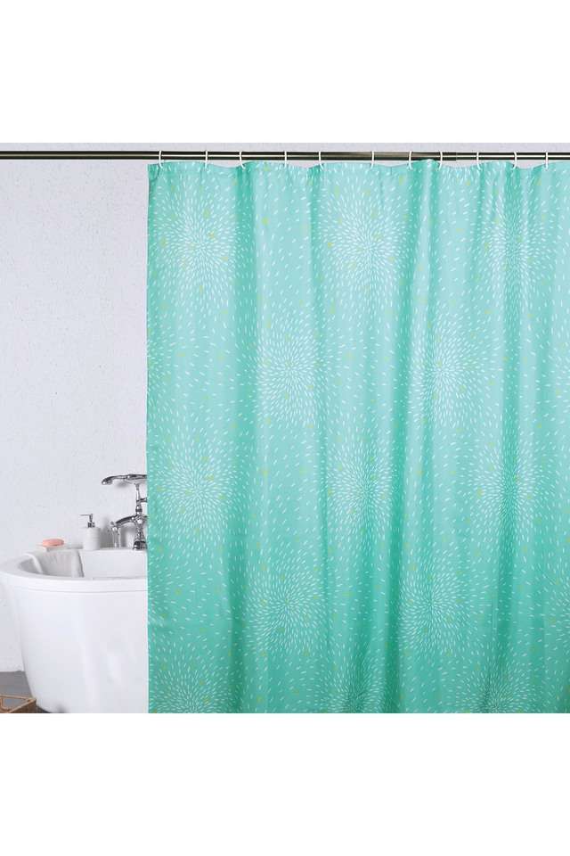 Polyester-Water-Repellent-Shower-Curtain-with-12-Hooks-(L)200-x-(W)180cm-Aqua