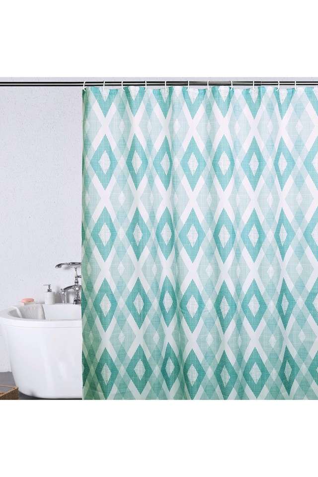 Polyester-Water-Repellent-Shower-Curtain-with-12-Hooks-(L)200-x-(W)180-cm-Blue