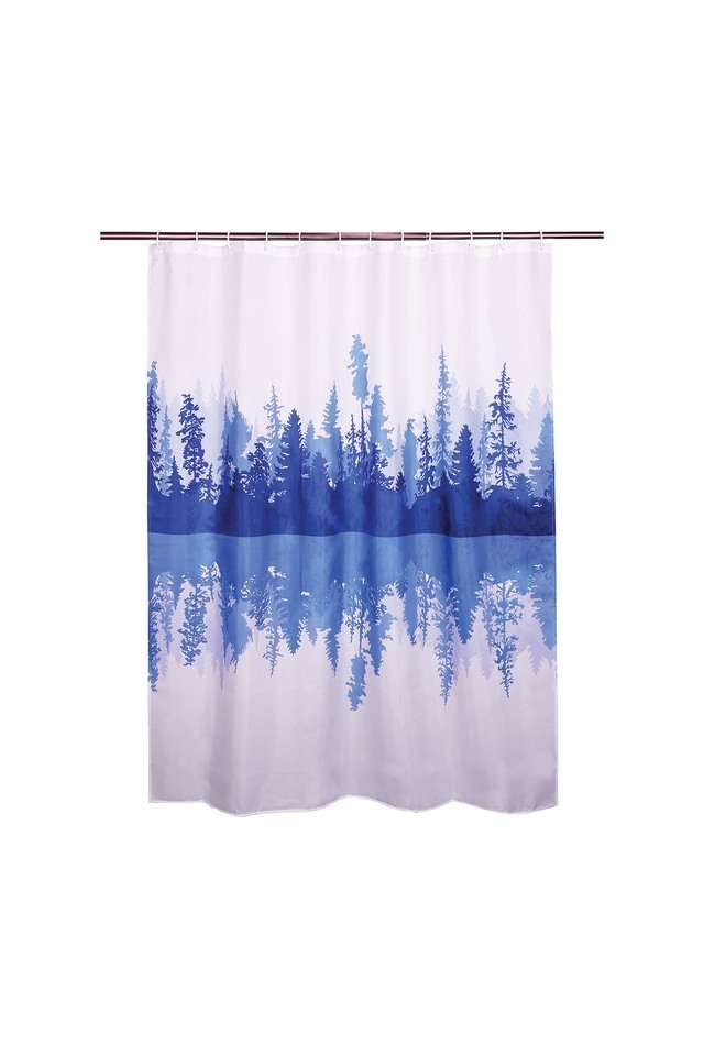 Polyester-Water-Repellent-Shower-Curtain-with-12-Hooks-(L)200-x-(W)180cm-Blue
