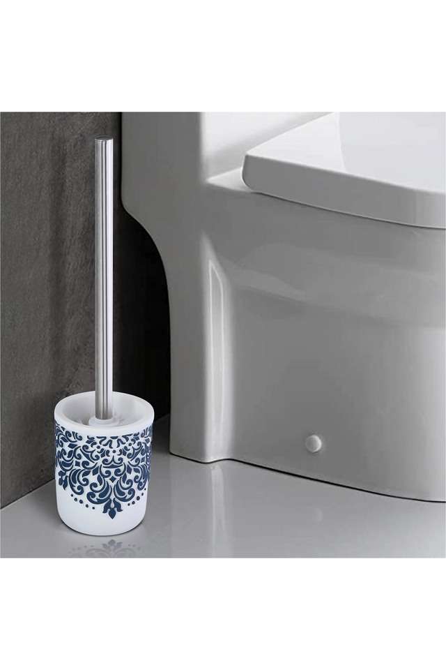 Obsessions-Polyresin-Toilet-Brush-with-Holder---White-and-Blue