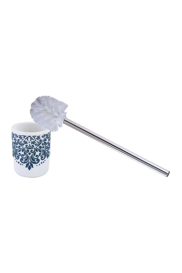 Obsessions-Polyresin-Toilet-Brush-with-Holder---White-and-Blue
