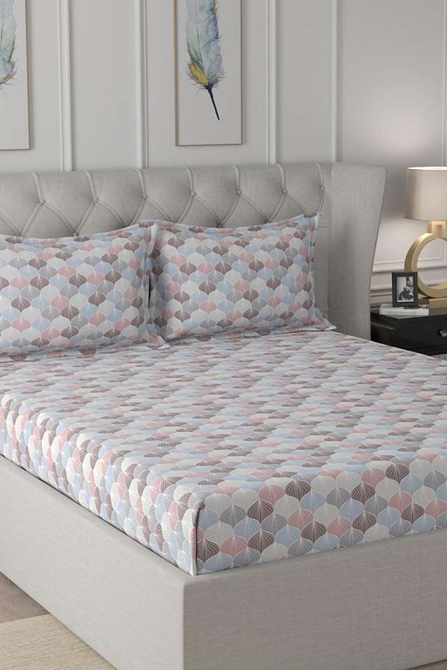 Hermosa-Florescence-Boston-Printed-Cotton-Pink-Double-Fitted-Sheet-With-2-Pillow-Case