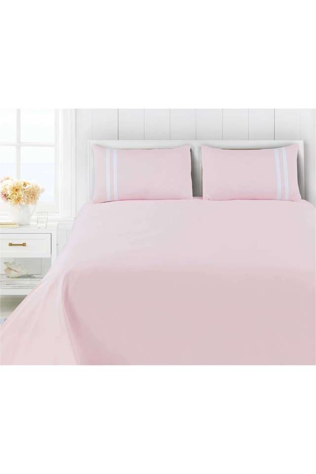 Botanic-Cotton-550-TC-Double-Bed-Super-King-Size-Double-Bedsheets-with-2-Pillow-Covers-(108-x-108-Inch)---Pink