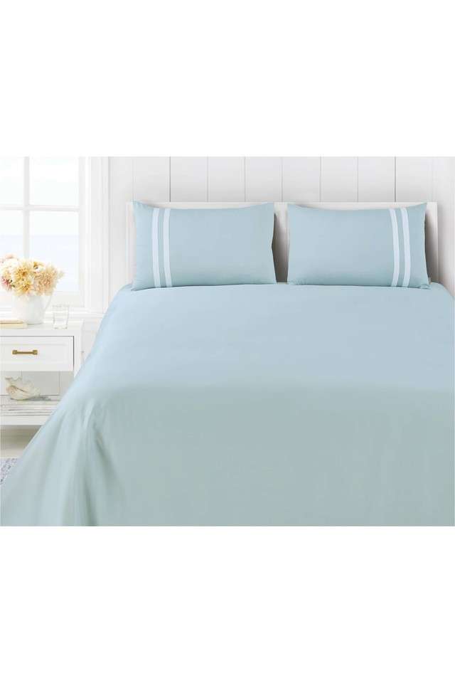 Botanic-Cotton-550-TC-Double-Bed-Super-King-Size-Double-Bedsheets-with-2-Pillow-Covers-(108-x-108-Inch)---Mint