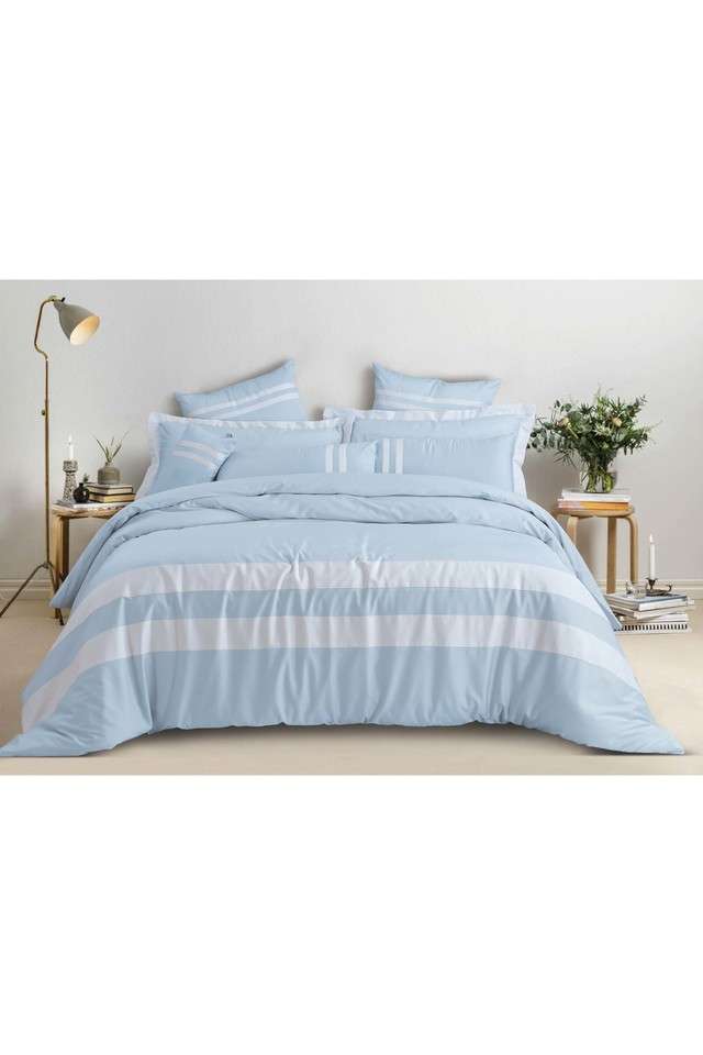 Botanic-Cotton-550-Thread-Count-King-Size-Quilt-Cover-with-Corner-Loops-And-Openable-Zipper-(90-x-108-Inches)---Sky-Blue