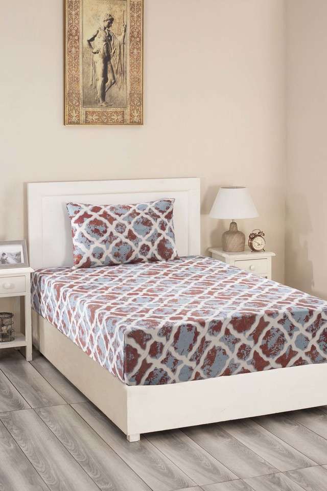 Hues-Nouveau-Tradition-Form-Replay-300-TC-Cotton-Fiery-Red-Print-Single-Bed-Sheet-With-1-Pillow-Cover