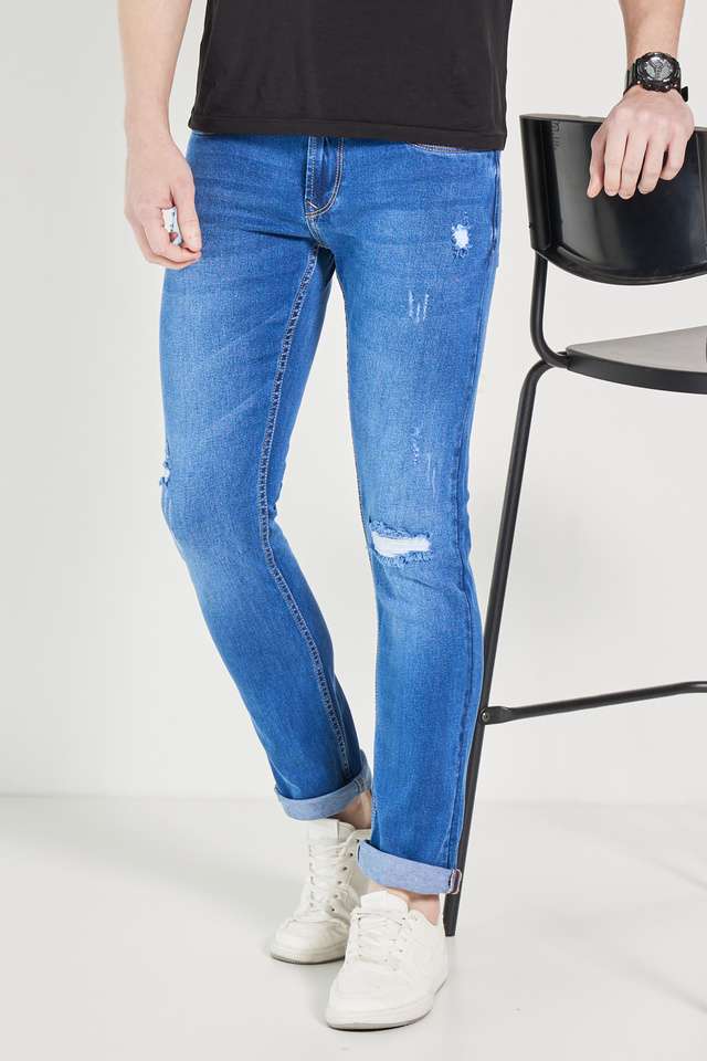 Mid-Wash-Cotton-Blend-Slim-Fit-Mens-Jeans