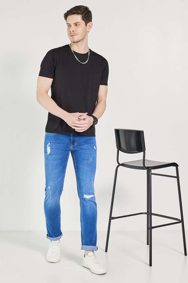 Mid-Wash-Cotton-Blend-Slim-Fit-Mens-Jeans