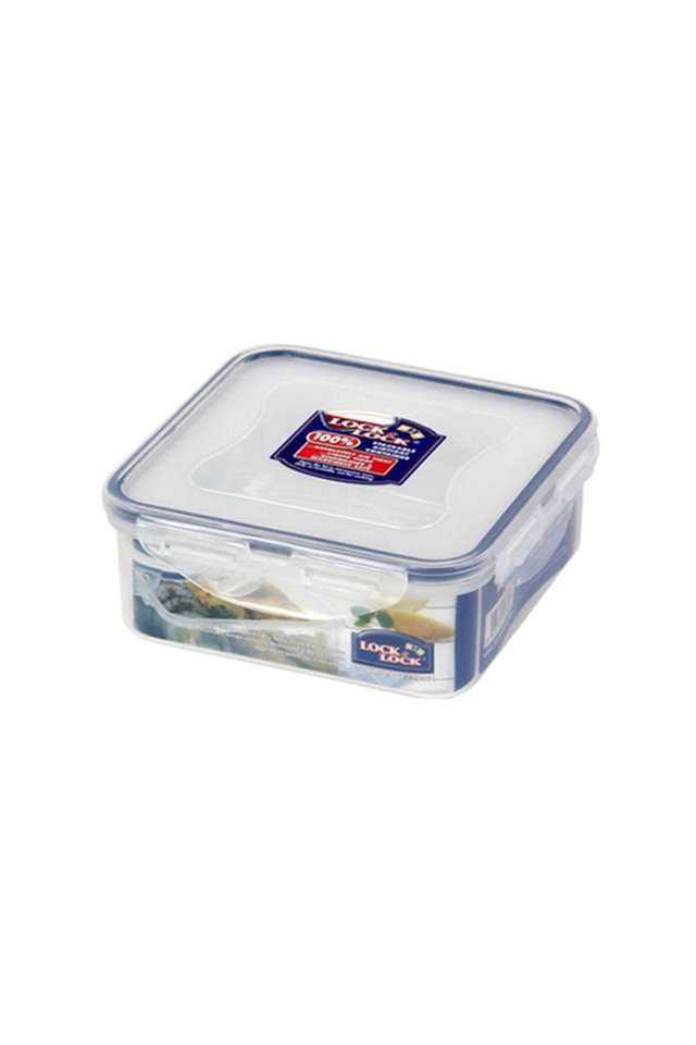 Classic-Square-Plastic-Airtight-Food-Storage-Container-with-Leak-Proof-Lid---870-ml---1-Piece---Transparent