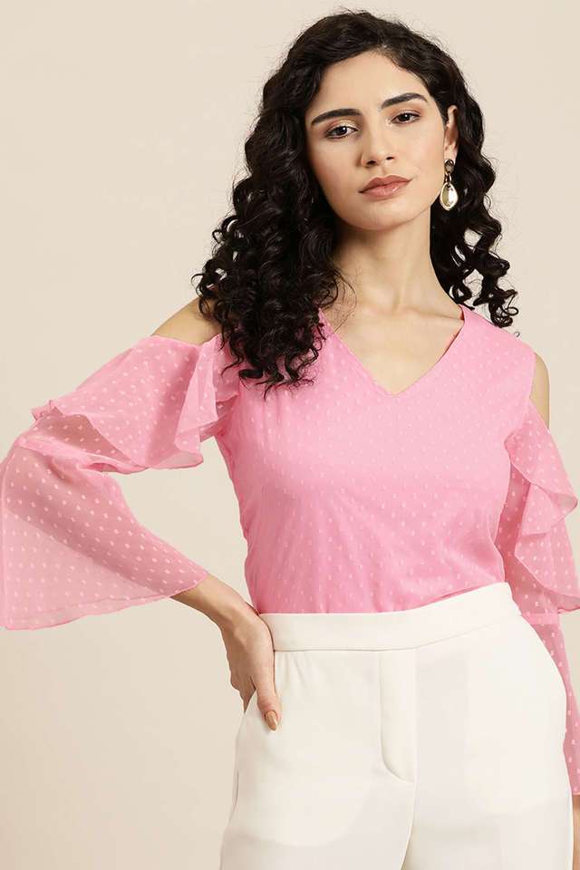 Textured Georgette V-Neck Women Top-image-49