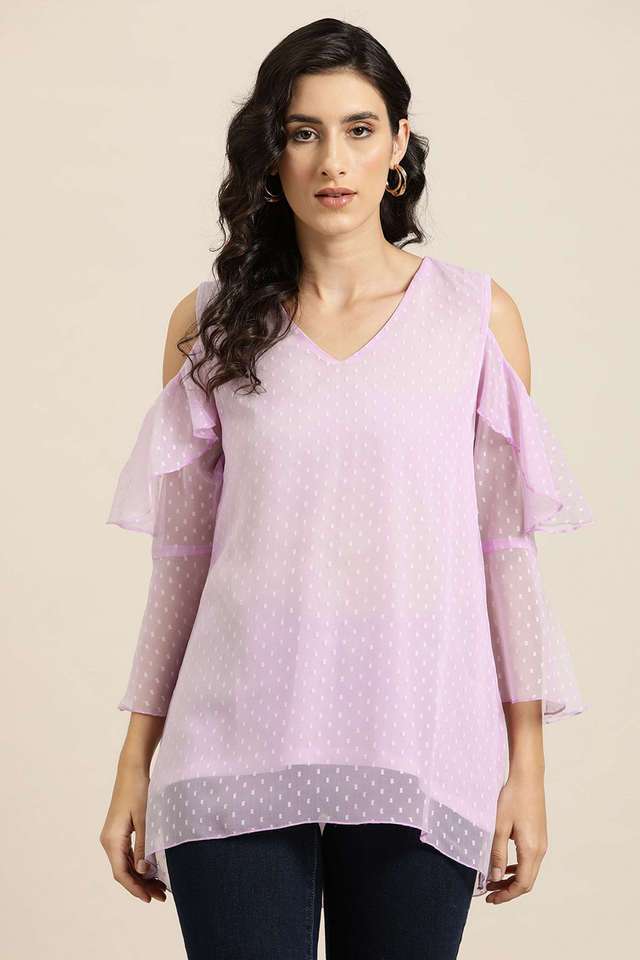 Textured Georgette V-Neck Women Top-image-9
