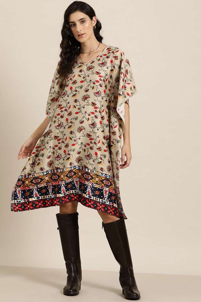 qurvii Floral V-Neck Satin Women Dress-picture-22