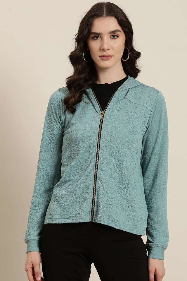 qurvii Solid V-Neck Cotton Women's Casual Wear Jacket-picture-11