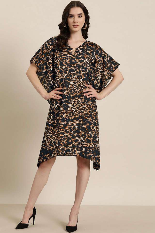 qurvii Printed V-Neck Crepe Women Casual Wear Kaftan-picture-13