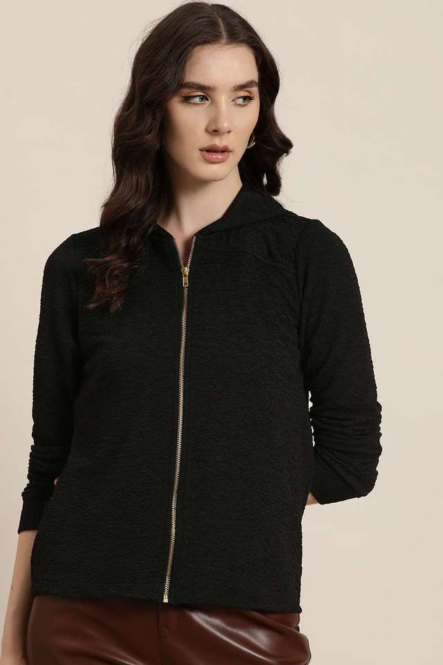 qurvii Solid V-Neck Cotton Women's Casual Wear Jacket-picture-19