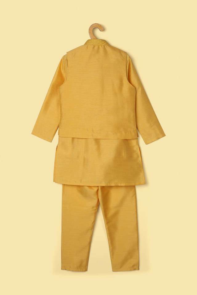 Solid-Silk-Regular-Fit-Boys-Kurta-Pyjama-Jacket-Set