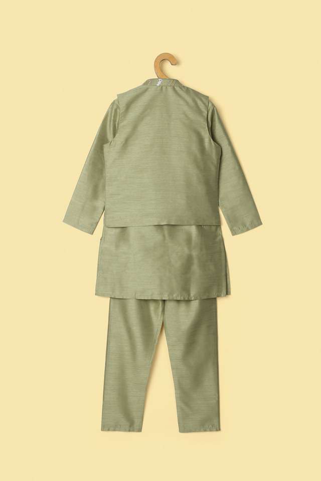 Solid-Silk-Regular-Fit-Boys-Kurta-Pyjama-Jacket-Set