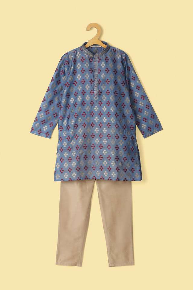 Solid-Chanderi-Regular-Fit-Boys-Kurta-Pant-Set