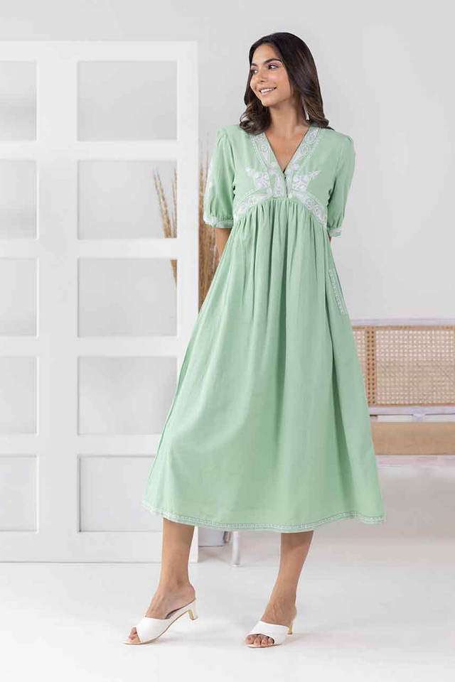 aadews Embroidered Rayon Women Dress-picture-20