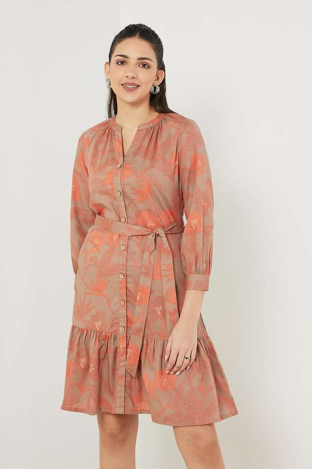 Printed-Cotton-Blend-V-Neck-Women-s-Ethnic-Dress