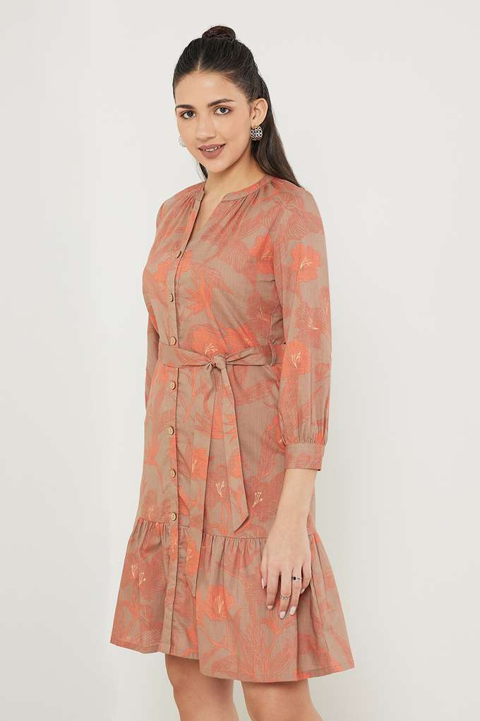 Printed-Cotton-Blend-V-Neck-Women-s-Ethnic-Dress