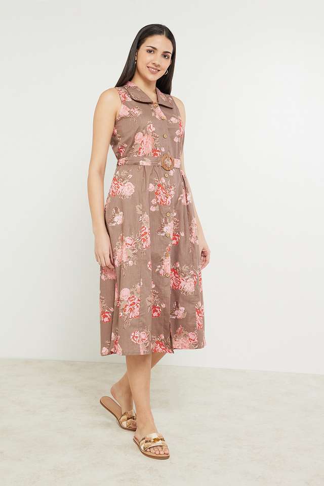 Printed-Cotton-Blend-Peter-Pan-Collar-Women-s-Ethnic-Dress