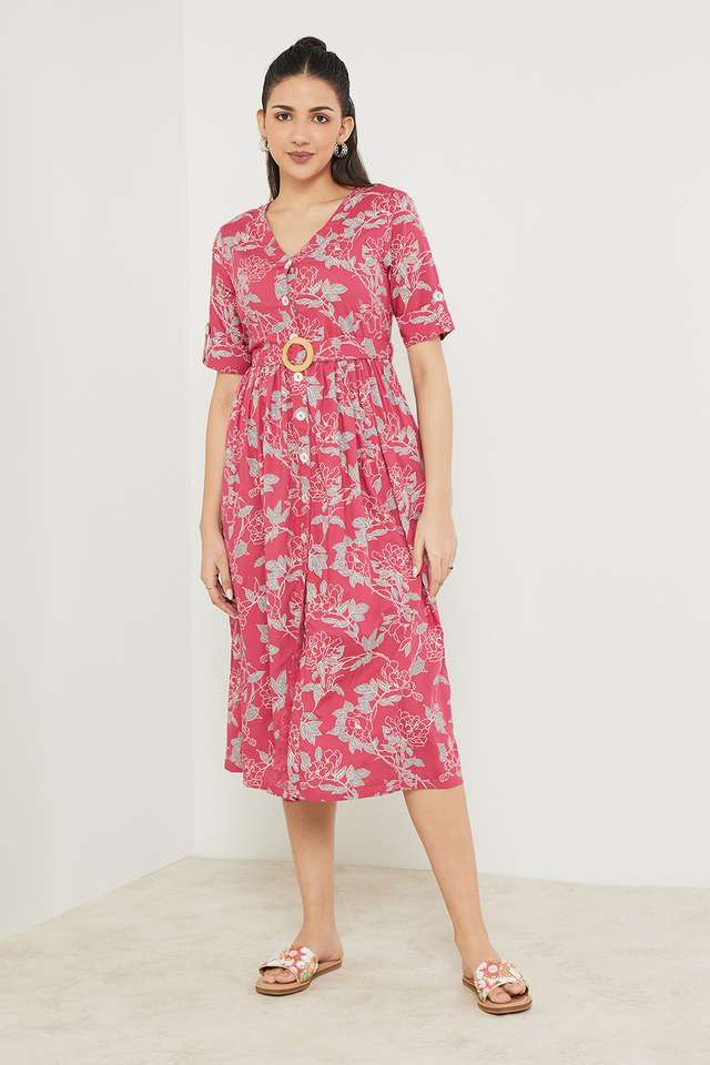 Printed-Rayon-V-Neck-Women-s-Ethnic-Dress