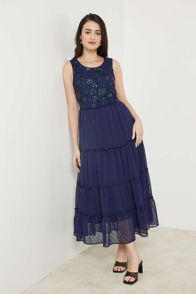 Embroidered-Round-Neck-Net-Women-s-Midi-Dress